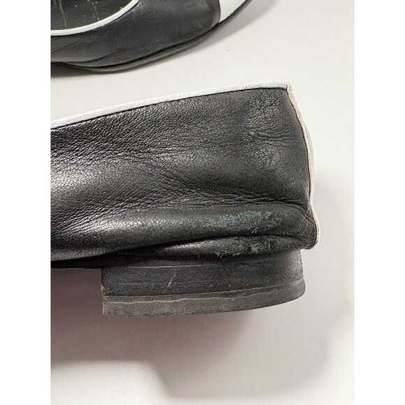 Chanel Ballet Flats Bi-Color Black & White w/ Bow Accent CC Logo Sz EU 37 7 - Picture 11 of 14